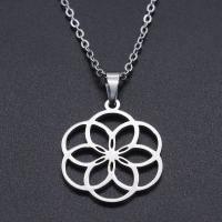 Titanium Steel Necklace Flower Vacuum Ion Plating Unisex & hollow Length Approx 45 cm Sold By Bag