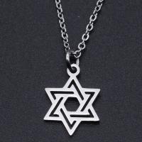 Titanium Steel Necklace, Star of David, Vacuum Ion Plating, Unisex & hollow, more colors for choice, 12x16mm, Length:Approx 40 cm, 10PCs/Bag, Sold By Bag