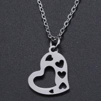 Titanium Steel Necklace, Heart, Vacuum Ion Plating, Unisex & hollow, more colors for choice, 13x16mm, Length:Approx 40 cm, 14PCs/Bag, Sold By Bag