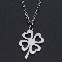 Titanium Steel Necklace Four Leaf Clover Vacuum Ion Plating Unisex & hollow Length Approx 40 cm Approx Sold By Bag