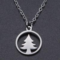 Titanium Steel Necklace Christmas Tree Vacuum Ion Plating Unisex & hollow Length Approx 40 cm Sold By Bag