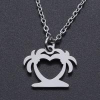 Titanium Steel Necklace Palm Tree Vacuum Ion Plating Unisex Length Approx 40 cm Sold By Bag
