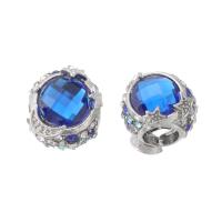 Rhinestone Zinc Alloy Beads with Crystal Round silver color plated DIY & with rhinestone blue nickel lead & cadmium free Approx 5mm Sold By PC