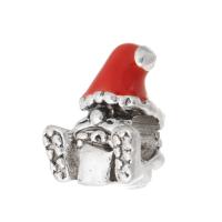 Perlas de Navidad Europeo, aleación de zinc, Sombrero de Navidad, chapado en color de plata, Bricolaje & esmalte, plateado, libre de níquel, plomo & cadmio, 12.50x16x9.50mm, agujero:aproximado 4mm, Vendido por UD
