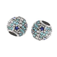 Zinc Alloy Large Hole Bead Star silver color plated DIY & enamel & with rhinestone mixed colors nickel lead & cadmium free Approx 5mm Sold By PC