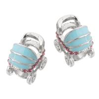 Zinc Alloy European Beads silver color plated DIY & enamel & with rhinestone light blue nickel lead & cadmium free Approx 5mm Sold By PC