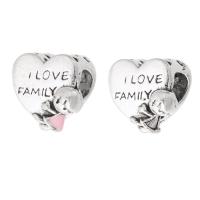 Zinc Alloy European Beads Heart silver color plated DIY & enamel nickel lead & cadmium free Approx 5mm Sold By PC