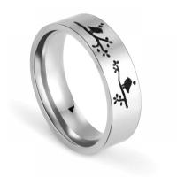 Stainless Steel Finger Ring 304 Stainless Steel fashion jewelry & Unisex & with flower pattern original color Sold By PC