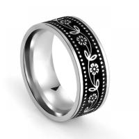 Палец кольцо из нержавеющей стали, Нержавеющая сталь 304, ювелирные изделия моды & Мужская & разный размер для выбора & с цветочным узором, оригинальный цвет, 8x2mm, продается PC