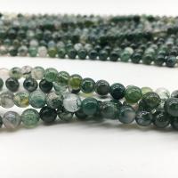 Natural Moss Agate Beads Round polished DIY Sold Per Approx 15 Inch Strand