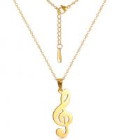 Stainless Steel Jewelry Necklace, 304 Stainless Steel, with 1.97inch extender chain, Music Note, Vacuum Ion Plating, fashion jewelry & Unisex, more colors for choice, 11x27mm, Sold Per Approx 17.72 Inch Strand