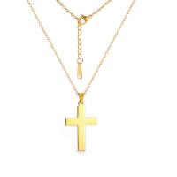 Stainless Steel Jewelry Necklace, 304 Stainless Steel, with 1.97inch extender chain, Cross, polished, fashion jewelry & for woman, more colors for choice, 18x28mm, Sold Per Approx 17.72 Inch Strand