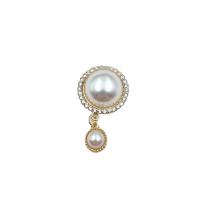 Hair Accessories DIY Findings Zinc Alloy with Plastic Pearl Dome gold color plated with rhinestone white nickel lead & cadmium free Sold By PC