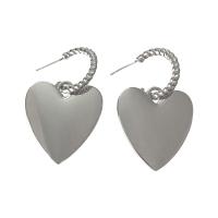Tibetan Style Drop Earrings, Heart, silver color plated, fashion jewelry & for woman, silver color, nickel, lead & cadmium free, 45x25mm, Sold By Pair
