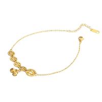 Acier titane bracelet de cheville, avec 4.6cm chaînes de rallonge, Placage de couleur d'or, Réglable & bijoux de mode & pour femme, doré, 43mm, Longueur:19.2 cm, Vendu par PC