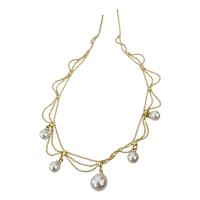 Plastic Pearl Necklace Brass with Plastic Pearl Round gold color plated fashion jewelry & for woman golden nickel lead & cadmium free Length Approx 48.1 cm Sold By PC