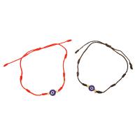 Evil Eye Jewelry Bracelet Cotton Thread with Resin Flat Round 2 pieces & Adjustable & fashion jewelry & for couple 8mm Length 20-30 cm Sold By Set