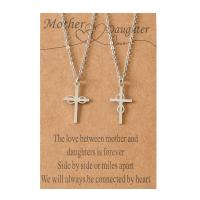 Stainless Steel Jewelry Necklace, 304 Stainless Steel, with 5cm extender chain, Cross, polished, 2 pieces & Adjustable & mother and child series & fashion jewelry, original color, Length:45 cm, Sold By Set