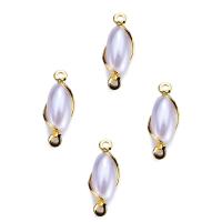 Brass Jewelry Connector with Seedbead real gold plated white 13mm Sold By PC