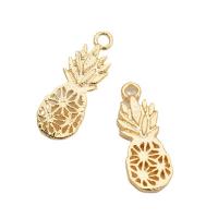 Hollow Brass Pendants, Pineapple, real gold plated, 16mm, Sold By PC