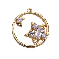 Cubic Zirconia Micro Pave Brass Pendant, real gold plated, micro pave cubic zirconia & hollow, 16x15mm, Sold By PC