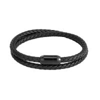 Leather Bracelet, with 316L Stainless Steel, braided bracelet & for man, more colors for choice, 410mm, Sold By PC