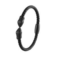 Leather Bracelet with 316L Stainless Steel plated braided bracelet & for man 215mm Sold By PC