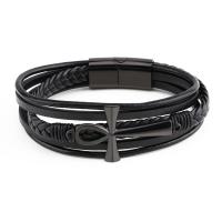 Microfiber PU Bracelet with 316L Stainless Steel plated braided bracelet & for man Sold By PC