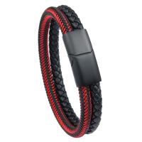 Microfiber PU Bracelet with 316L Stainless Steel Vacuum Plating braided bracelet & for man Sold By PC