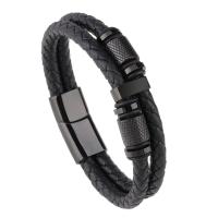Cowhide Bracelet with 316L Stainless Steel plated braided bracelet & for man Sold By PC