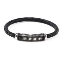 Tiger Tail Wire Armband, met 316L roestvrij staal, gevlochten armband & verschillende grootte voor keus & voor de mens, meer kleuren voor de keuze, Verkocht door PC