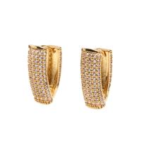 Cubic Zirconia Micro Pave Brass Earring, gold color plated, micro pave cubic zirconia & for woman, Sold By Pair