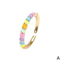 Brass Finger Ring gold color plated Adjustable & for woman & enamel Sold By PC