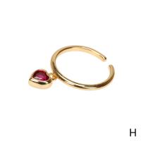 Cubic Zircon Brass δάχτυλο του δακτυλίου, Ορείχαλκος, Καρδιά, χρώμα επίχρυσο, Ρυθμιζόμενο & μικρο ανοίξει κυβικά ζιρκονία & για τη γυναίκα, περισσότερα χρώματα για την επιλογή, Sold Με PC