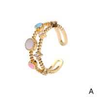 Kubieke Circonia Micro Pave Brass Ring, Messing, gold plated, Verstelbare & micro pave zirconia & voor vrouw & glazuur & hol, meer kleuren voor de keuze, Verkocht door PC