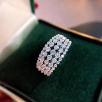 metal anillo, chapado en platina real, diverso tamaño para la opción & para mujer & con diamantes de imitación, libre de níquel, plomo & cadmio, tamaño:6-10, Vendido por UD