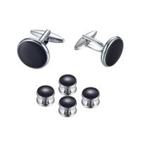 Cufflinks, Brass, Round, plated, different styles for choice & for man & enamel, nickel, lead & cadmium free, 18x20mm, 10x8mm, Sold By Set