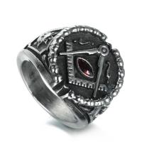 Rhinestone Stainless Steel Finger Ring 304 Stainless Steel plated & for man & with rhinestone & blacken Sold By PC