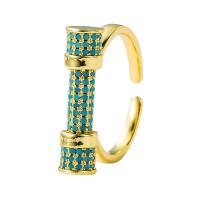 Mosiądz Mankiet palcu, Platerowane w kolorze złota, Regulowane & różne style do wyboru & mikro utorować cyrkonia & dla kobiety, 20mm, sprzedane przez PC