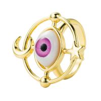 Brass δάχτυλο του δακτυλίου, Ορείχαλκος, με Ρητίνη, μάτι, χρώμα επίχρυσο, Ρυθμιζόμενο & για τη γυναίκα & κοίλος, περισσότερα χρώματα για την επιλογή, 20mm, Sold Με PC