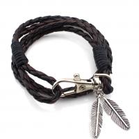 PU Leather Cord Bracelets Zinc Alloy with PU Leather Cord multilayer & braided bracelet & Unisex Sold By PC