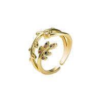 Žalvarinis Cuff Finger Ring, aukso spalva padengtas, Reguliuojamas & unisex & mikro nutiesti kubinių Zirconia, daugiau spalvų pasirinkimas, 20mm, Pardavė PC