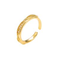 Латунь Манжеты палец кольцо, плакирован золотом, Регулируемый & разные стили для выбора & инкрустированное микро кубического циркония & Женский, 20mm, продается PC