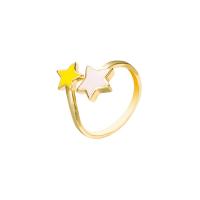 cobre Cuff Ring Finger, Estrela, cromado de cor dourada, Ajustável & para mulher & esmalte, Mais cores pare escolha, 20mm, vendido por PC