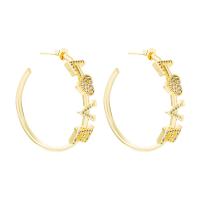 Brass Stud Earring 18K gold plated & micro pave cubic zirconia & for woman Sold By Pair