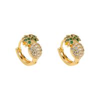 Brass Lever Back Earring, Pineapple, gold color plated, different styles for choice & micro pave cubic zirconia & for woman, 10x16mm, Sold By Pair