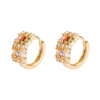 Brass Lever Back Earring, gold color plated, micro pave cubic zirconia & for woman, more colors for choice, 10x16mm, Sold By Pair