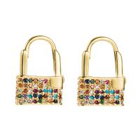 Brass Lever Back Earring Lock gold color plated micro pave cubic zirconia & for woman Sold By Pair