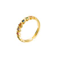 Brass Open Finger Ring, gold color plated, Adjustable & different styles for choice & micro pave cubic zirconia & for woman, 20mm, Sold By PC