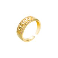 Латунь Манжеты палец кольцо, плакирован золотом, Регулируемый & разные стили для выбора & инкрустированное микро кубического циркония & Женский & отверстие, 20mm, продается PC